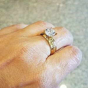 New Yellow gold plated Engagement Ring size 8